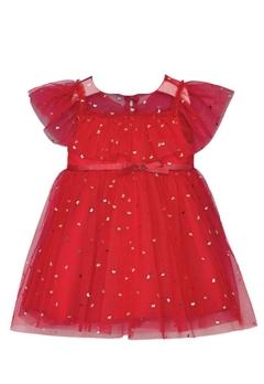 Vestido Vermelho Tule Brilho Infantil Petit Cherie