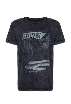 Camiseta Curto Estampada Preto Calvin Klein