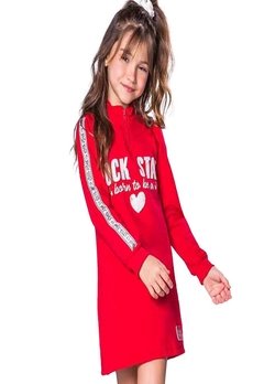 Vestido Infantil Manga Longa Vermelho Catavento