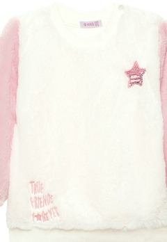 Blusa Moletom Infantil Branco Rosa Nina Go - comprar online