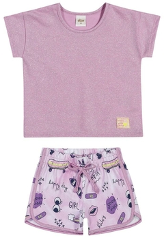 Conjunto Infantil Camiseta Curto Lilás Elian - comprar online