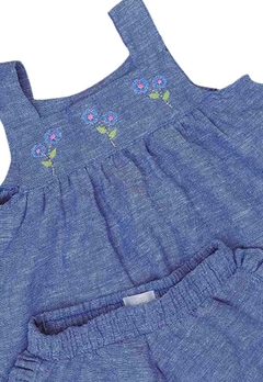 Conjunto Shorts Blusa Jeans Babados Kafka Baby - comprar online