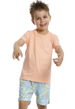 Conjunto Camiseta Bermuda Infantil Estampado Banana Danger