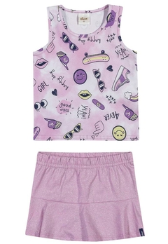 Conjunto Infantil Shorts Saia Lilás Elian - comprar online