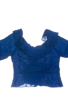 Blusa Cropped Babados Azul Marinho Mini Us - comprar online