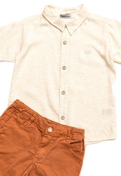 Conjunto Camisa Bermuda Infantil Off White Vigat - comprar online