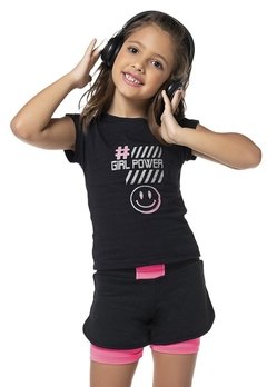 Conjunto Shorts Infantil Preto Vrasalon