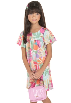 Vestido Infantil Estampado Rosa Bika Kids