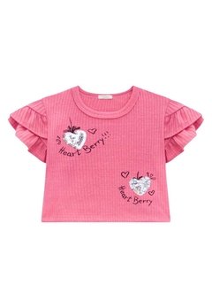 Conjunto Blusa Curto Calça Heart Berry Rosa Infanti - comprar online