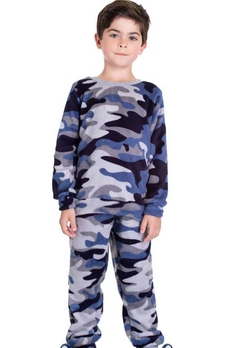 Pijama Azul Estampado Moletom Infantil Serelepe - comprar online