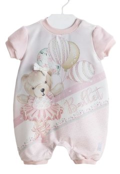 Macacão Curto Estampado Urso Rosa Petit Cherie