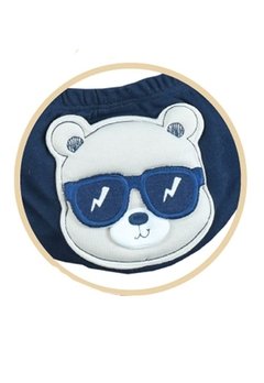 Conjunto Regata Shorts Estampado Urso Azul Marinho Upi Uli - comprar online