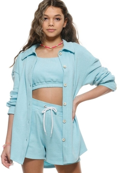 Camisa Shacket de Tricot Teens Azul Poah Noah
