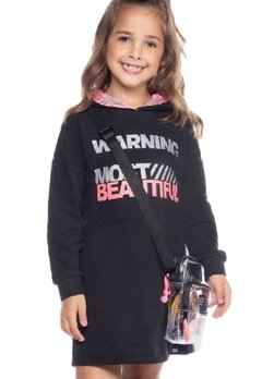 Vestido Infantil Preto Warning Have Fun - comprar online