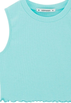 Cropped Juvenil Canelado Azul Lilimoon - comprar online