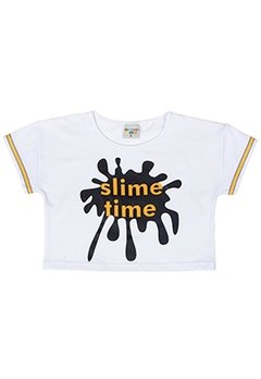 Blusa Cropped Cotton Leve Slime Time Branco Have Fun