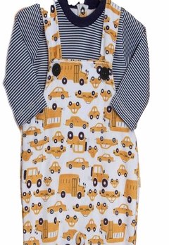 Jardineira Longa Infantil Marinho Estampada Keko & Beka - comprar online