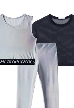 Conjunto 3 peças Infantil Cinza Vick&Vicky - comprar online