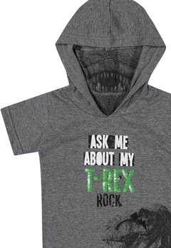 Camiseta Infantil Capuz T-Rex Mescla Elian - comprar online