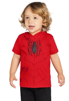 Camiseta Infantil Capuz Homem Aranha Vermelha Brandili