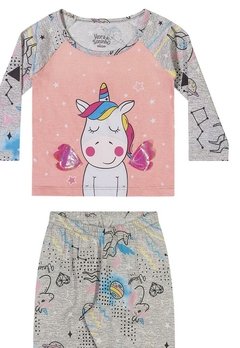 Pijama Blusa e Calça Meia Malha Penteada Mescla ELIAN 2 - comprar online