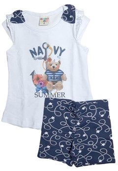 Conjunto Blusa Shorts Legging Azul Marinho Have Fun