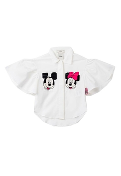 Camisa com Manga Ampla Mickey e Minnie Animê