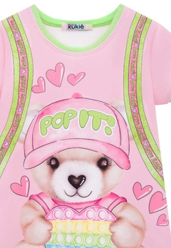 Vestido Fly Tech Estampado Urso Rosa Kukiê - comprar online