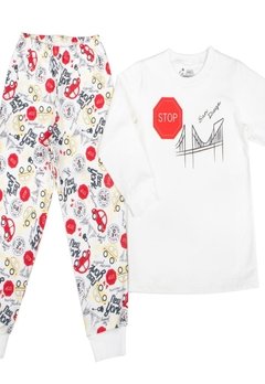 Pijama Infantil Branco Stop Have Fun - comprar online