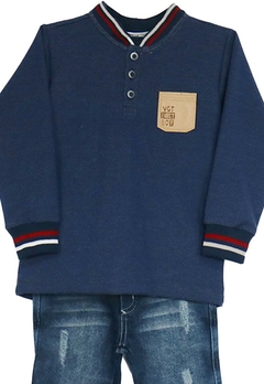 Conjunto Camiseta Polo Calça Jeans Jogger Azul VIGAT - comprar online