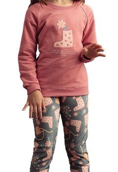 Conjunto Casaco Moletom Calça Bota Plush Rosa Bugbee - comprar online