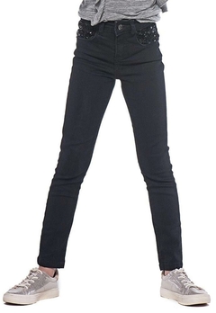 Calça Feminina Juvenil Jeans Preto Mania Kids