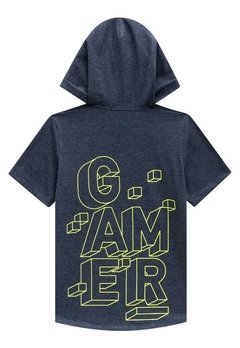 Camiseta M/C Capuz Gamer Azul Johnny Fox - comprar online