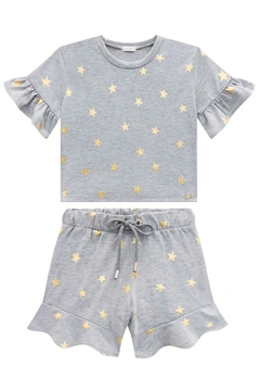 Conjunto Blusa Boxy Shorts Star Mescla Infanti