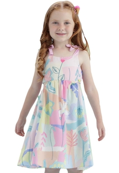 Vestido Infantil Estampado Floral Rosa Mon Sucré - comprar online