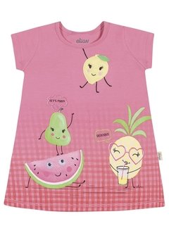 Vestido Infantil Frutas Rosa Elian