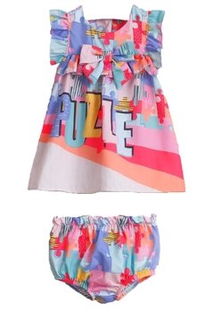 Vestido Infantil Estampado Puzzle Mon Sucre