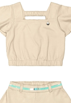 Conjunto Shorts Cropped Canelado Infantil Brandili - comprar online