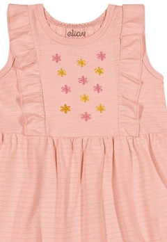 Vestido Rosa Canelado Flores Infantil Elian - comprar online