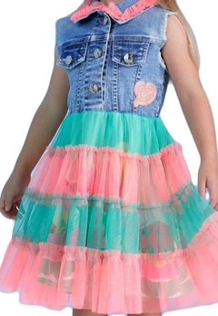 Vestido Infantil Tule Jeans Pink Petit Cherrie - comprar online