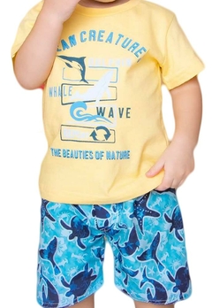 Conjunto Camiseta Bermuda Bebê Amarelo Passagem Secreta - comprar online