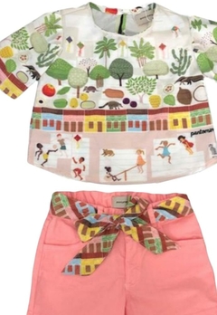 Conjunto Infantil Bata Shorts Estampado Rosa Fada - comprar online