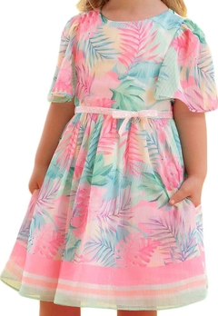 Vestido Floral Infantil Festa Rosa Petit Cherrie - comprar online
