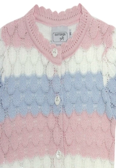 Casaco Longo Tricolor Tricote Infantil Noruega - comprar online