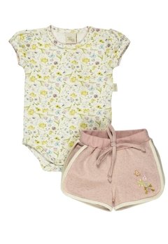 Conjunto Body Bebê Amarelo Anjos Baby