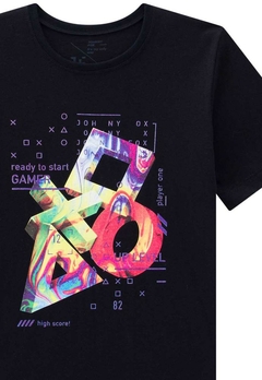 Camiseta Infantil Estampada Gamer Preta Johnny Fox - comprar online