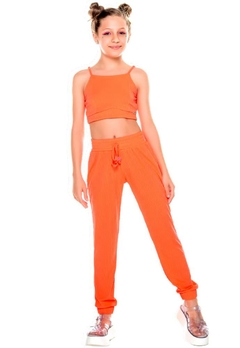 Conjunto Cropped Calça Laranja Mylu