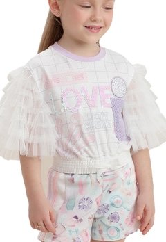 Conjunto Shorts Infantil Branco Love Petit Cherrie - comprar online