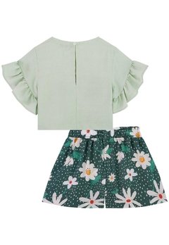 Conjunto Shorts Infantil Verde Tropical Vibes Kukiê - comprar online