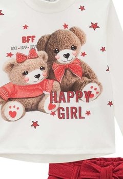 Conjunto Shorts Infantil Vermelho Happy Girl Kukiê - comprar online